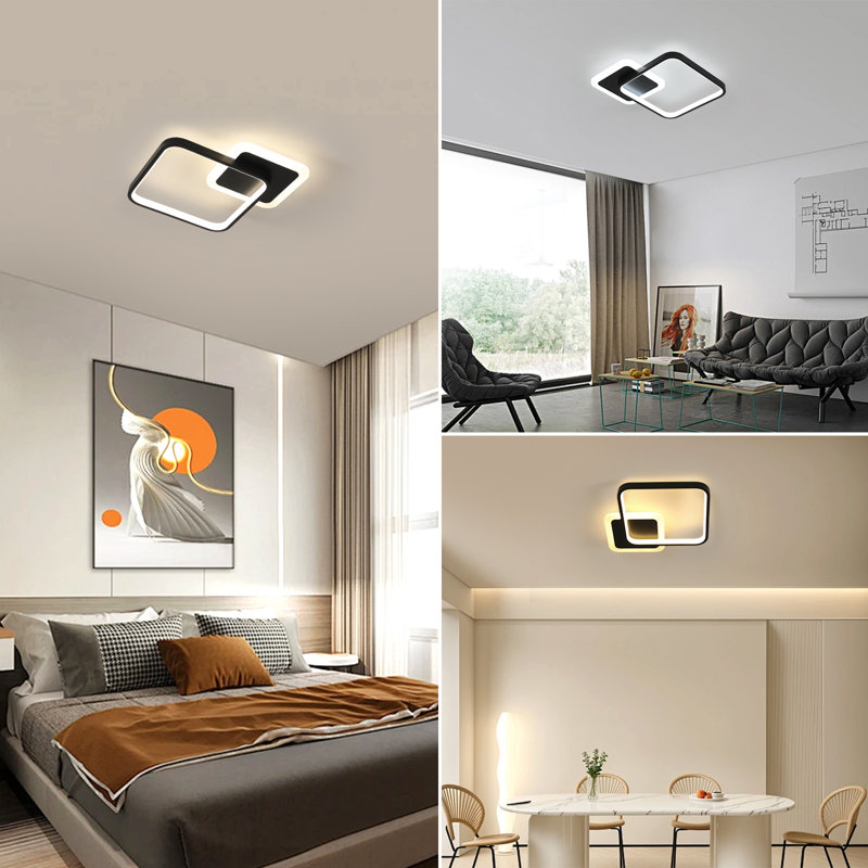 Square 33Cm LED Flush Mount With Remote