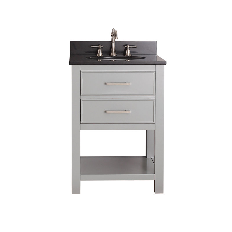 Brooks 25'' W Single Vanity, Chilled Gray, Carrera White Marble