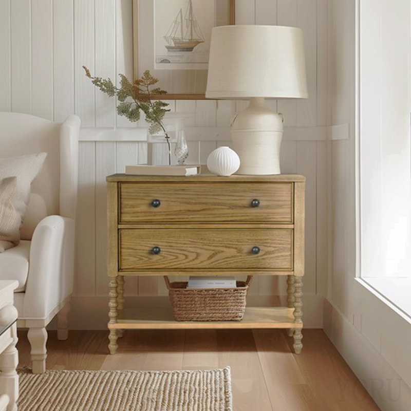 Commode d'appoint 2 tiroirs Naturel Voir ci-dessous