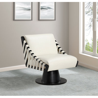 Quinton Vegan Leather Swivel Accent Chair