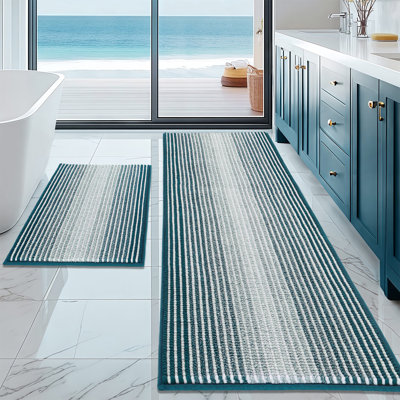 Luxury Chenille Bathroom Rug Set, Textured Shaggy 2-Piece Bath Mats
