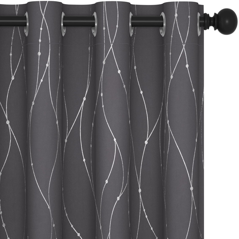 Cohmer Room Darkening Curtain Pair, 42" W x 63" L, Dark Gray