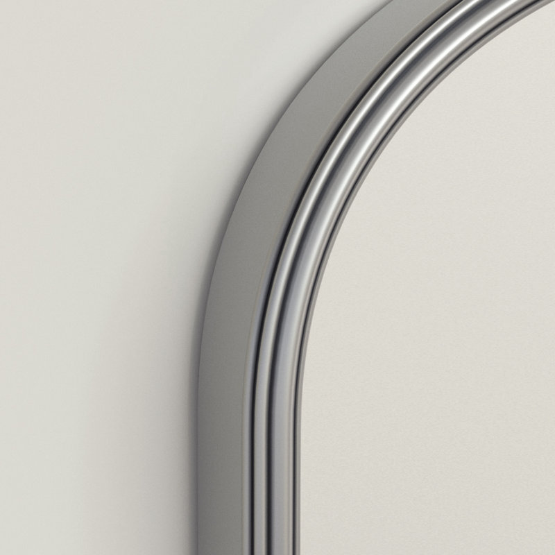  Arnott Arch Decorative Wall Accent Mirror with Baroque Metal Frame, 36" x 24", Antique Silver