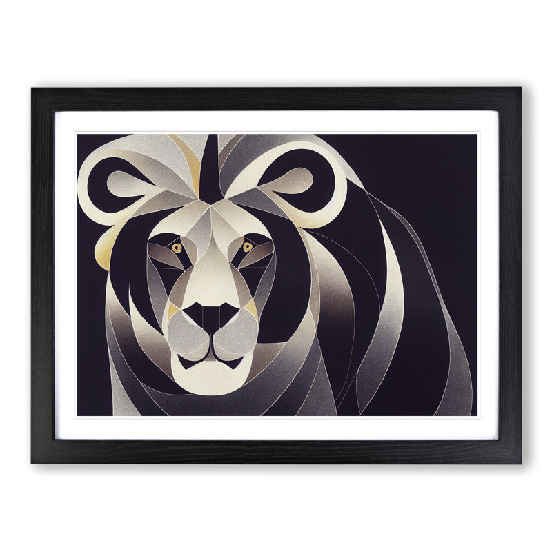 Cosmopolitan Abstract Lion - Framed Print, Black, 34cm H x 46cm W x 2cm D