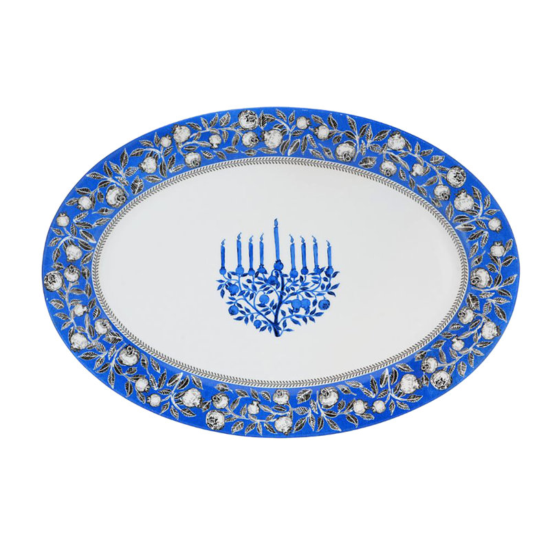 Plat ovale en porcelaine Hanukkah 16 po