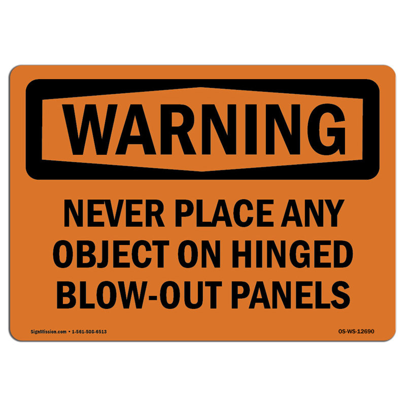 Panneaux en aluminium «Never place n'importe quel objet» 12 x 18, H 12 po x l 18 po x P 0,1 po