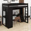 Lit mezzanine haut fabriqué en bois massif avec bureau en L, tiroirs pratiques, tablettes et prises USB-129687803