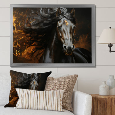 «Black Yellow Horse Vibrant Gold Equine II», reproduction d'art sur toile