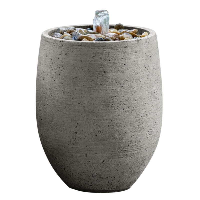 Fontaine en béton Yayla, H 16 po x l 12,25 po x P 12,25 po, Pierre grise