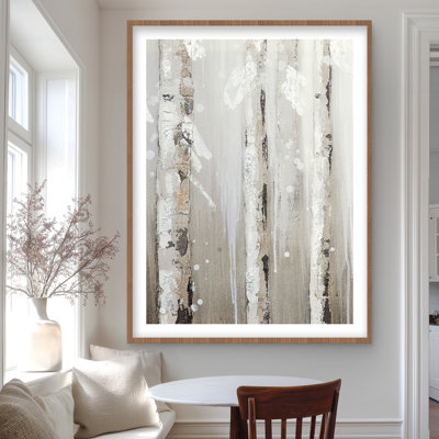 Bouleaux blancs sur fond gris | Décoration de chambre à coucher beige