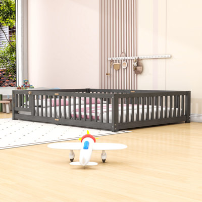Floor Bed with Removable Slats and Safety Rails