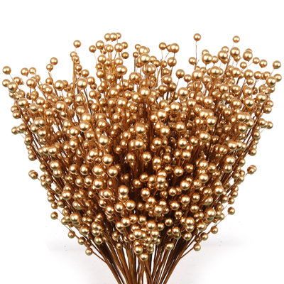 17" Gold Berry Spray | 24 Stems | 35 Lifelike Berries Per Stem | Elegant Holiday Décor Accents | Christmas Tree Picks | Wreath & Garland Enhancements | Home & Office Décor
