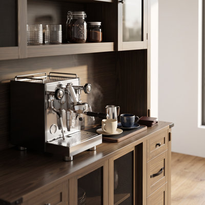 Buffet de salle à manger en chêne noir de 63 po avec 6 tiroirs et tablettes réglables