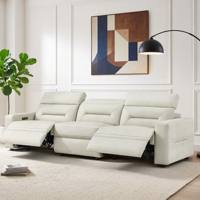 114'' Modular Power Reclining Sofa with Zero-Wall Clearance and Adjustable Headrest