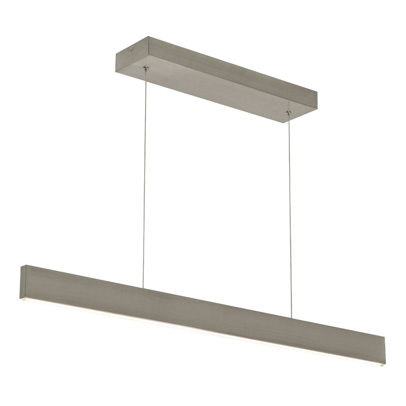 Haneefah 1 - Light LED Kitchen Island Pendant, Satin Nickel, 2.625" H x 46" W x 0.625" D