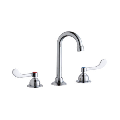 8" Centerset with Concealed Deck Faucet with 4" Gooseneck Spout 4" Wristblade Handles Chrome