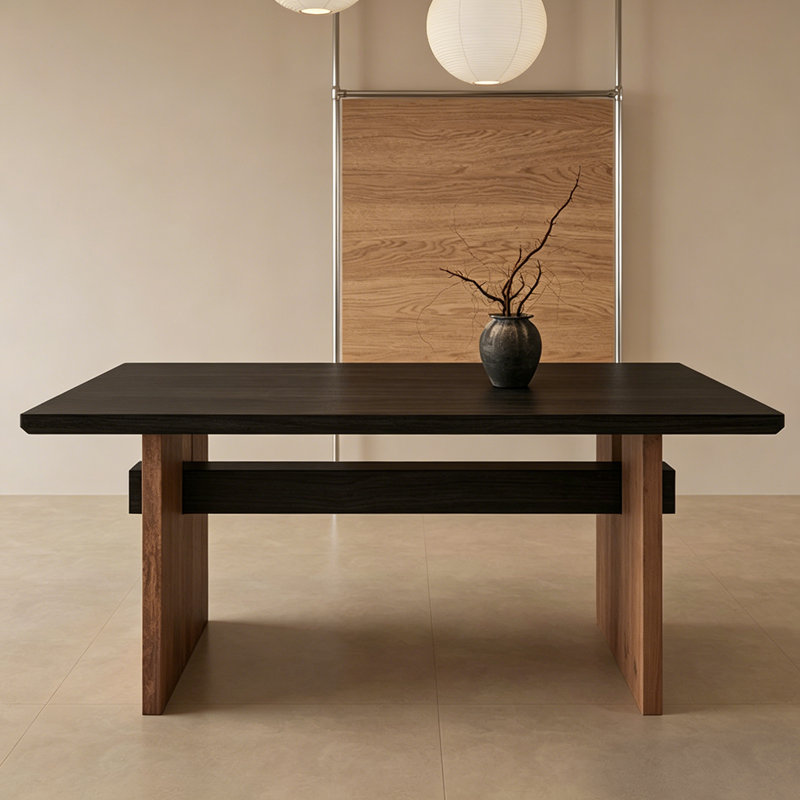 62.99"Mid-Century Modern Rectangular Solid Wood Dining Table, 29.53" H x 62.99" W x 27.56" D