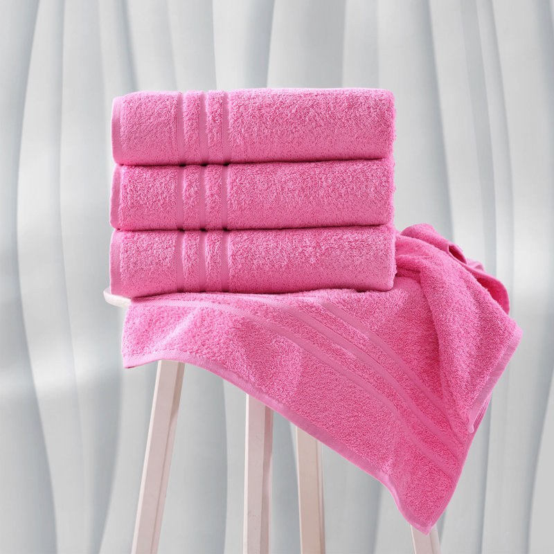 Besednice Premium Quality Soft Fluffy and Absorbent 100% Turkish Cotton Bath Towel Set, Pink