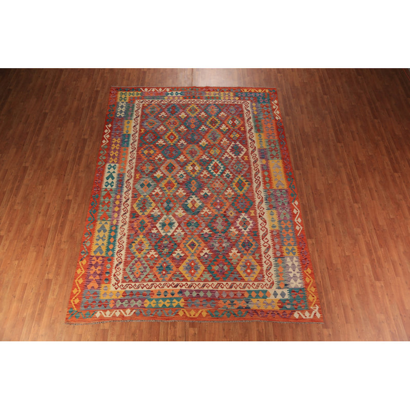 Tapis kilim en laine à tissage plat 9 x 11