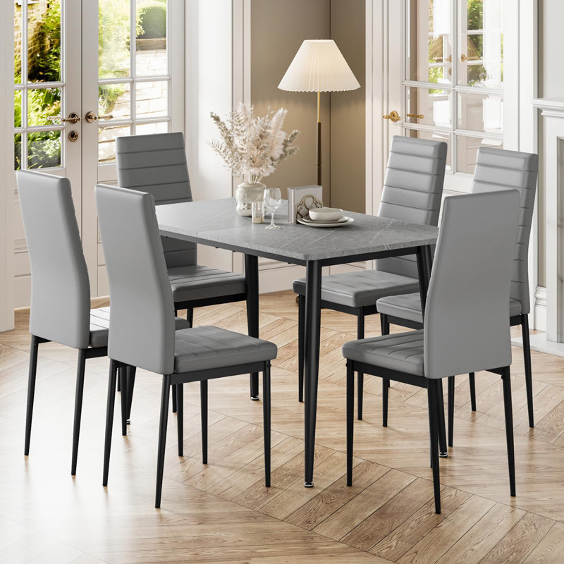 6 - Person Dining Set, Grey, Grey