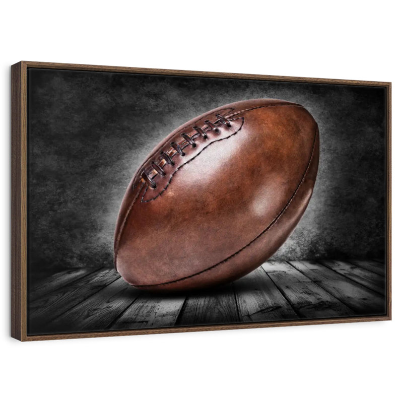 Football rétro grunge, Cadre flottant noyer, 40 po x 27 po