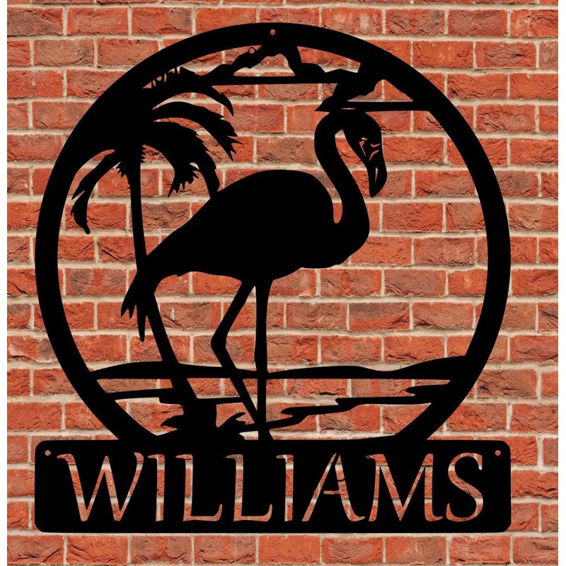 Décoration murale flamant rose monogramme, H 18 po x l 18 po x P 0,25 po, Oui