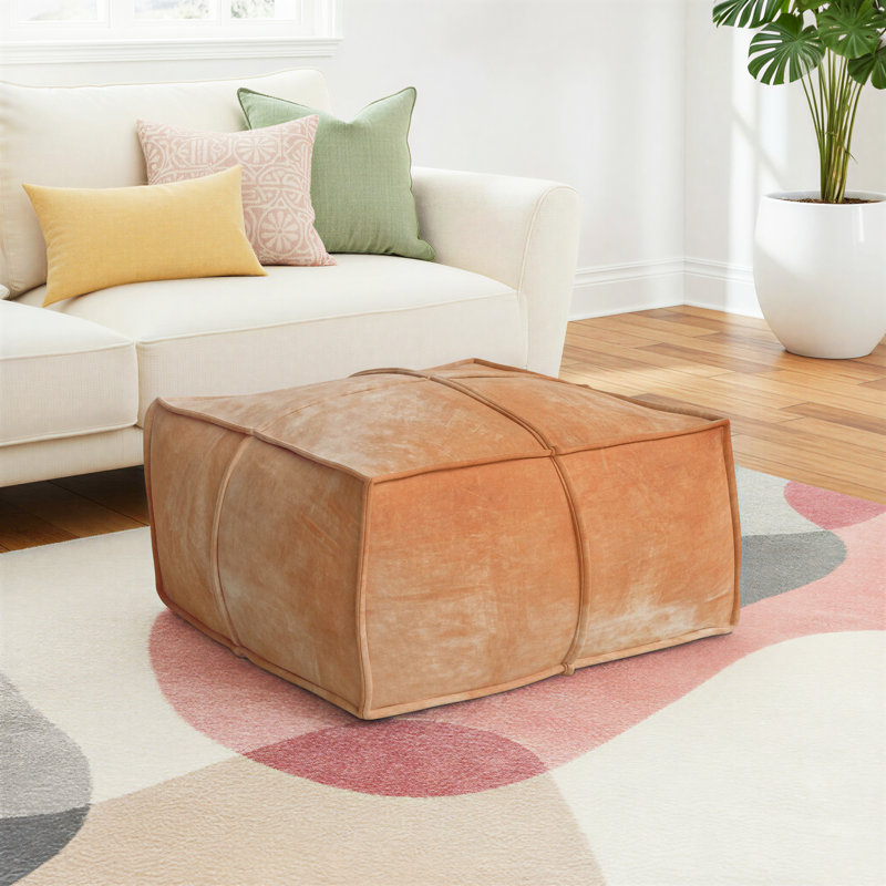 Orla Upholstered Pouf, Rust