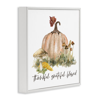 «Thankful Pumpkin & Mushroom», art de la giclée encadrée par Livi Finn