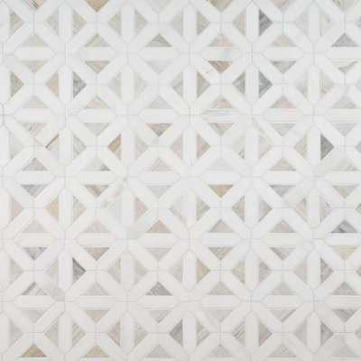 Angora Geometric 12" x 12" Polished Marble Mosaic Floor and Wall Tile