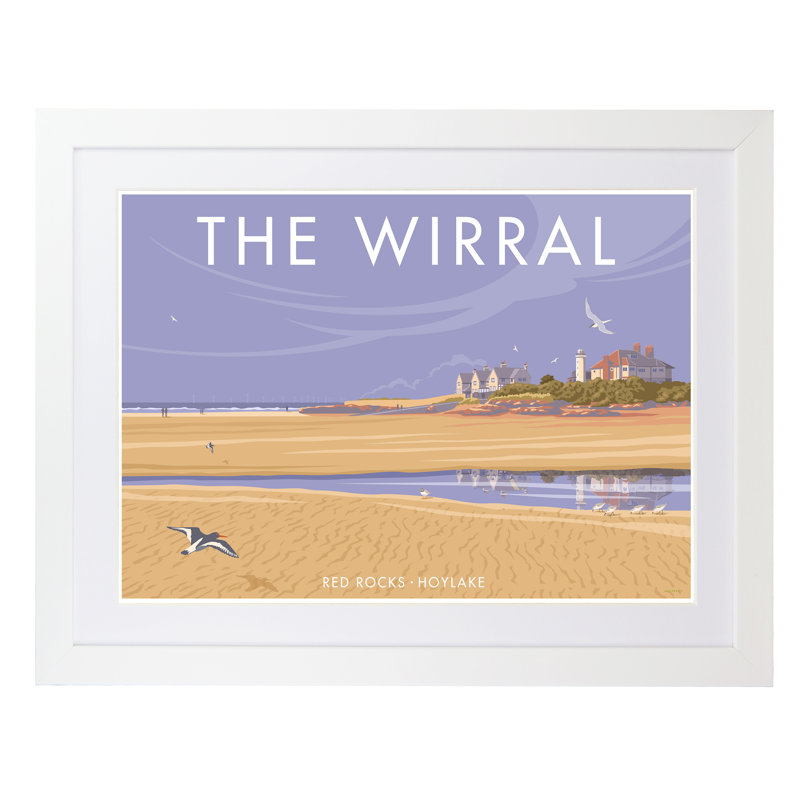 Redrocks Wirral - Print, White Framed, 40cm H x 50cm W x 3cm D
