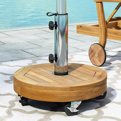 Base de parasol, 30 lb, en bois, acier inoxydable et béton, acier 17,48 po x 17,02 17,02 po