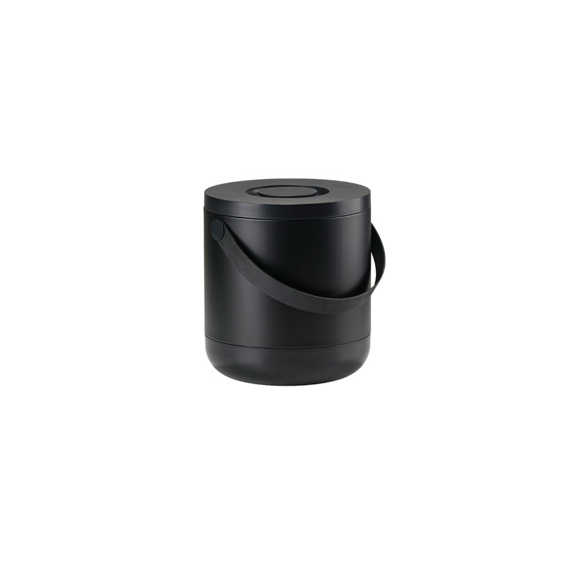 Plastic Manual Lift Kitchen Trash Can, 15 L, Black