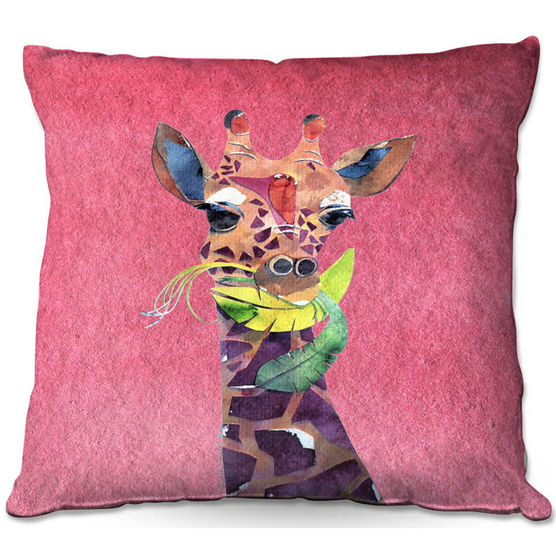  Coussin Couch Giraffe, 18 po x 18 po, Rose clair