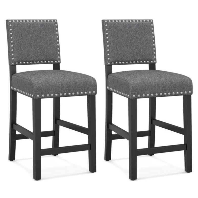 Ensemble de 2 chaises à hauteur de comptoir 38,5 pouces avec structure en bois d'hévéa massif