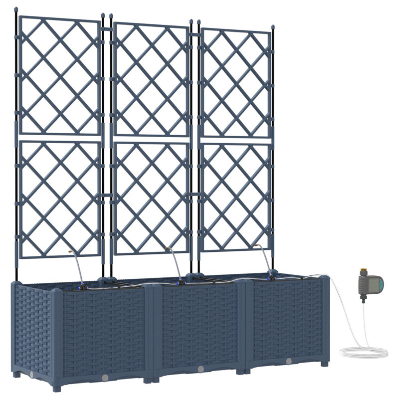 Garden Planter Steel Outdoor Container Modern Decor Terrace Stylish Pot, 142cm x 120cm x 40cm, Grey