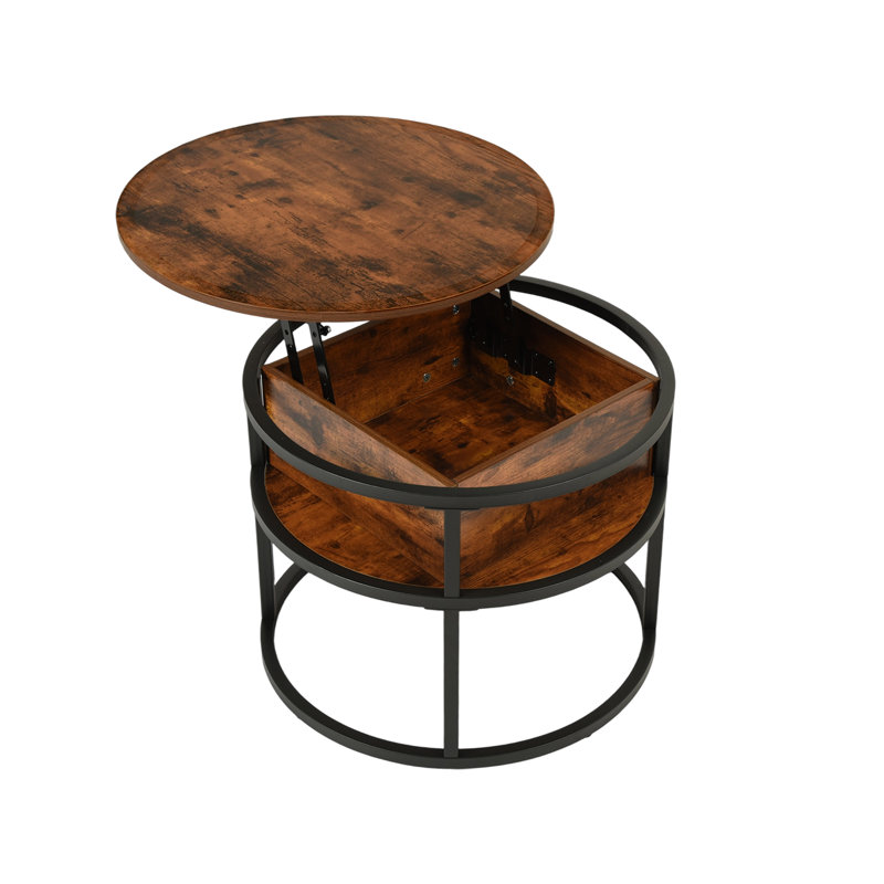 Lift Top Coffee Table with Storage, Brown, 62cm H x 60cm W x 60cm D
