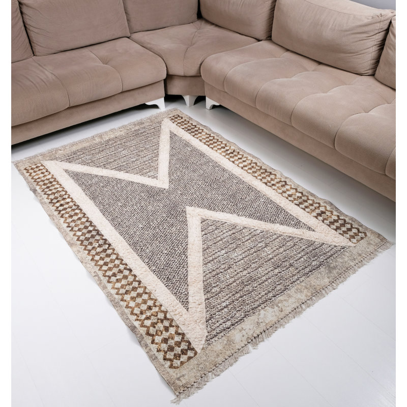 Tapis intérieur / extérieur rectangulaire en coton Iyleen, Tapis de couloir 2 pi 7 po x 4 pi 11 po