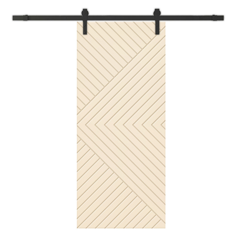 Porte de grange lambrissée en bois manufacturé et en métal peint avec trousse de quincaillerie d'installation, 28 po x 80 po