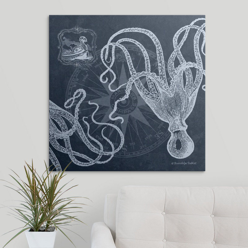 « ii » gwendolyn babbitt, impression Octopi on Indigo, H 35 po x l 35 po x P 1,5 po, Toile