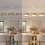 3-Light Modern Linear Integrated LED Pendant Light With Wood-Look Frame