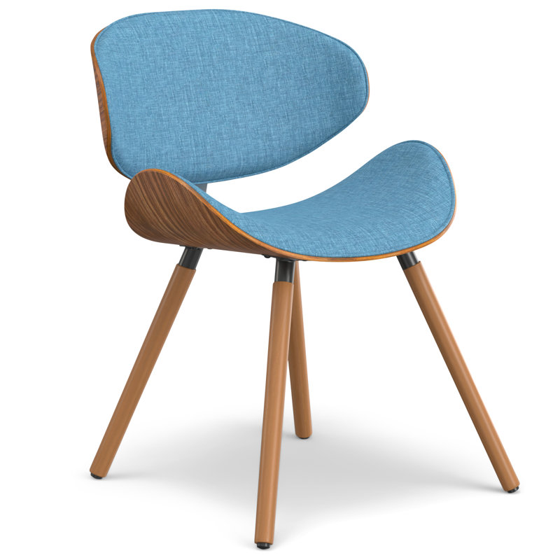 Marana Upholstered Dining Chair with Bentwood Frame and Tapered Solid Wood Legs, Blue