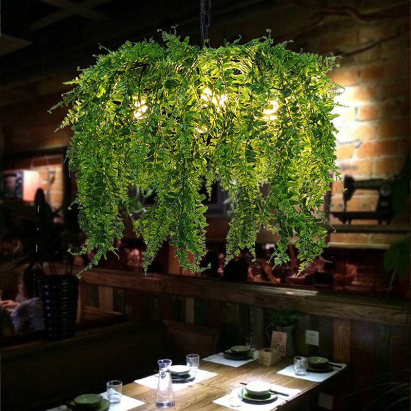 Natural Style Greenery Pendant Light With Chain Cord