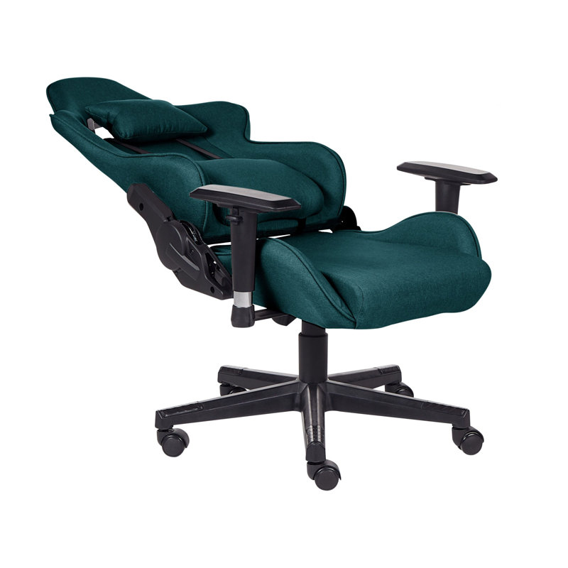Inbox Zero Adjustable Faux Leather Swiveling PC & Racing Game Chair, Green
