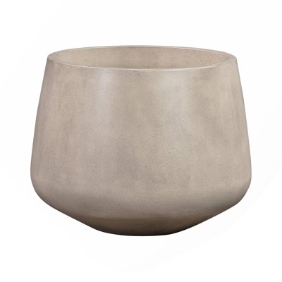 Jardinière Améthyste moyenne ronde en béton blanc pour l'intérieur ou l'extérieur en blanc