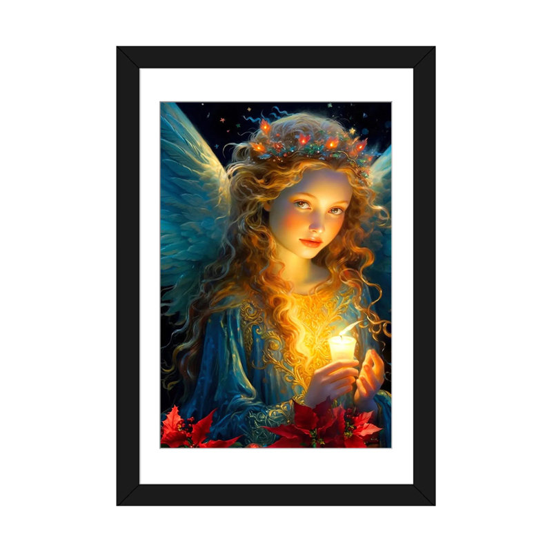 Veillée de Noël - reproduction d'art murale - papier d'art encadré, H 32 po x l 24 po, Noir