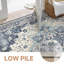 Vintage Harmony Neutral Floral Machine Washable Area Rug-1612546440