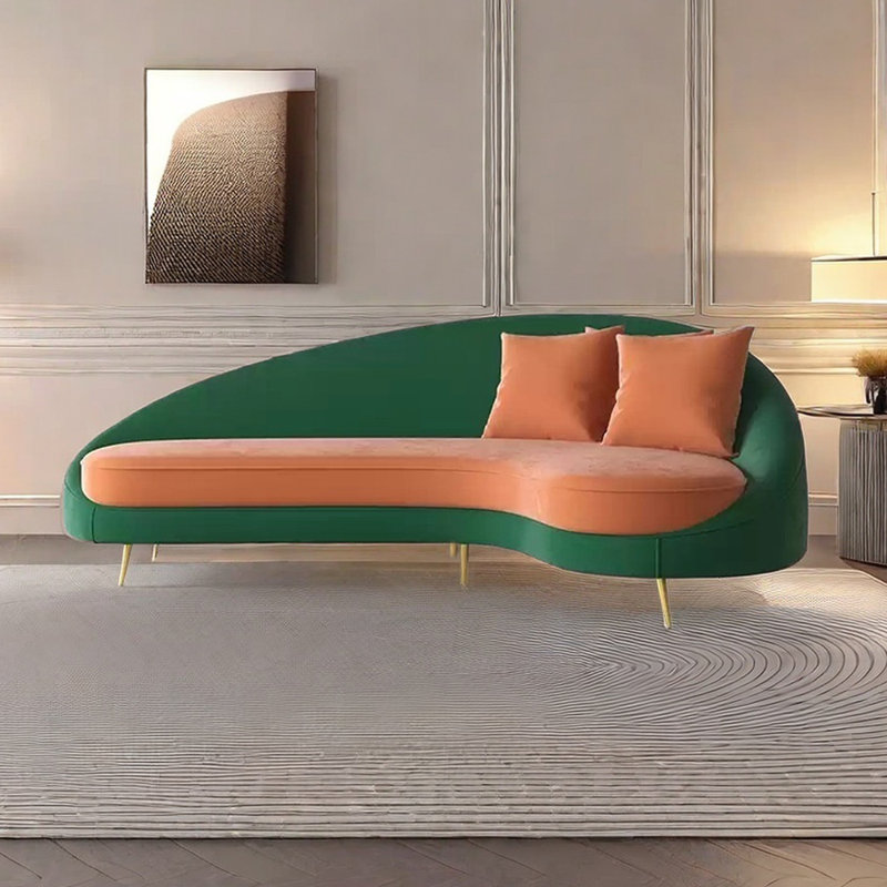 Canapé-lit Curved, Orienté à droite, Orange / vert foncé