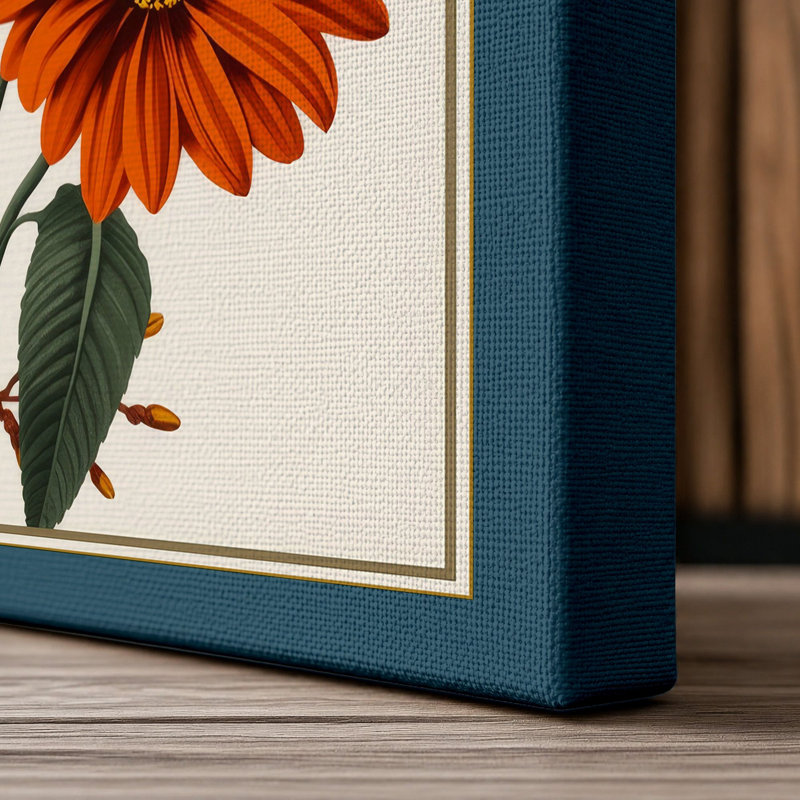 Study in Bloom Botanical - Wrapped Canvas, 24x16 - 61.0 x 40.6 cm, Teal Border
