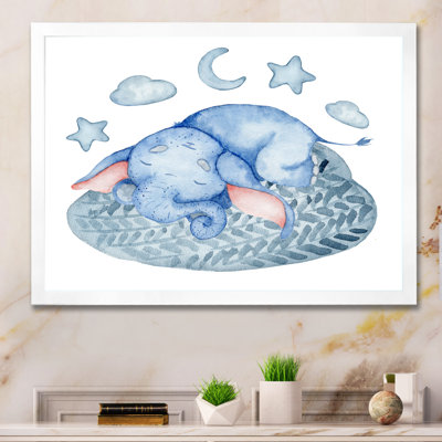 «Cute Elephant Sleeping II», reproduction sur toile flottante