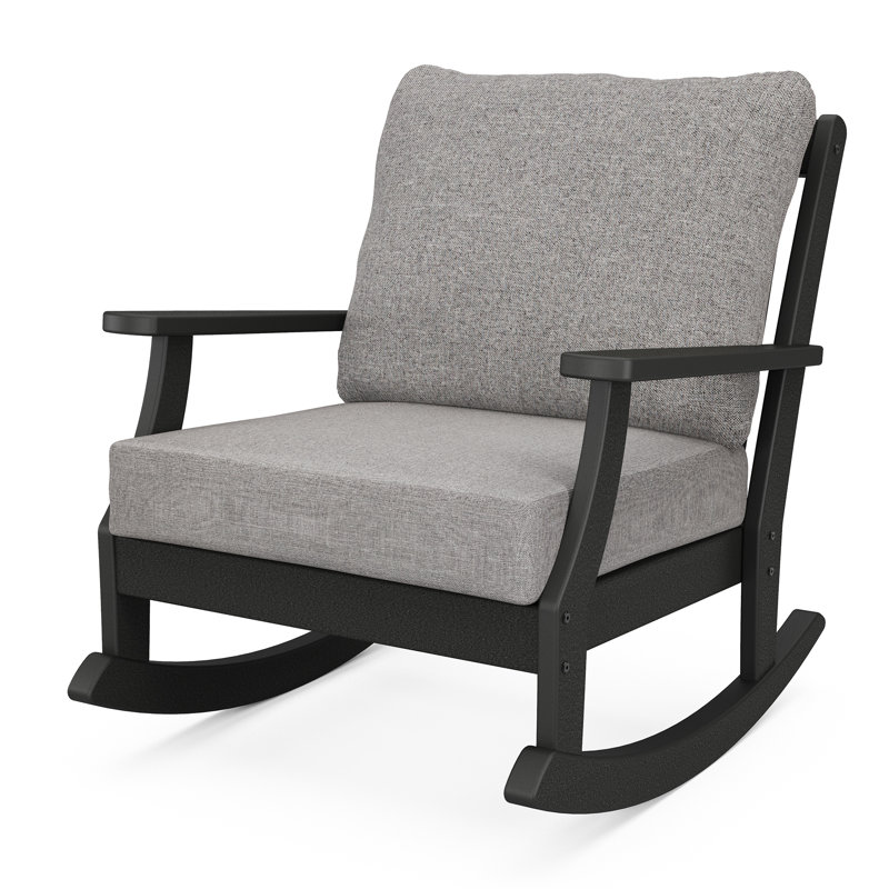 Chaise berçante à siège profond Braxton, Revolution® gris, Noir